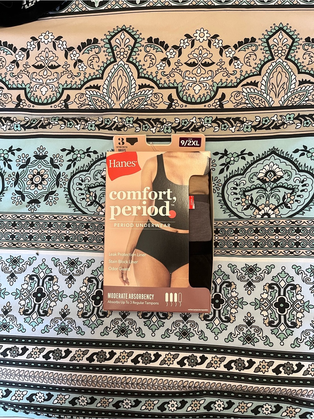Hanes Comfort.Period™  panties in Black and Gray